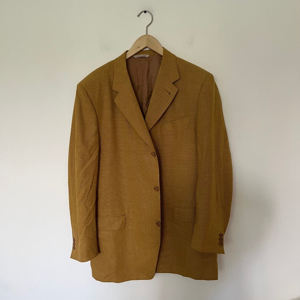 Canali Proposta Mens 56 R Yellow Gold Pure Wool Blazer Made in Italy Sport Coat